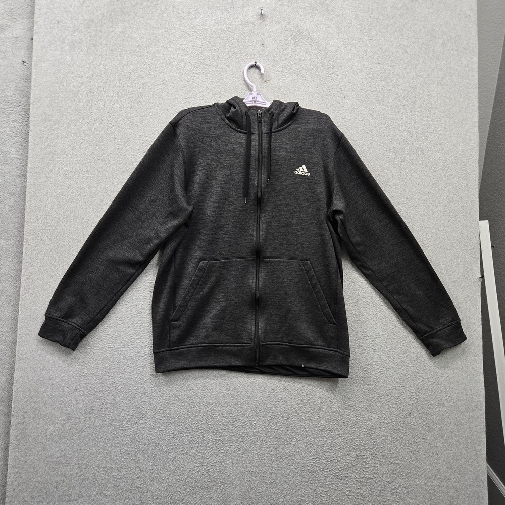 Adidas Men Hoodie US‎ L Gray Fleece Climawarm Activewear Jacket Zipper Hooded